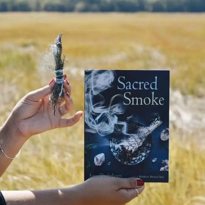 Person holding Sacred Smoke Book by Amy Blackthorn #Q007 in their hand