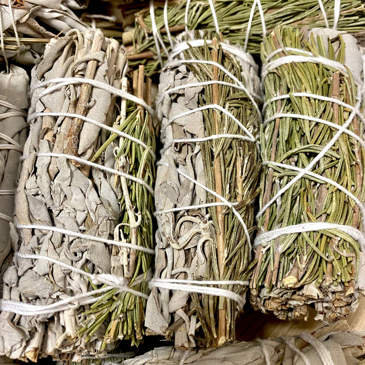 Sage & Herb Cleansing Bundle with white sage and rosemary for smudging rituals