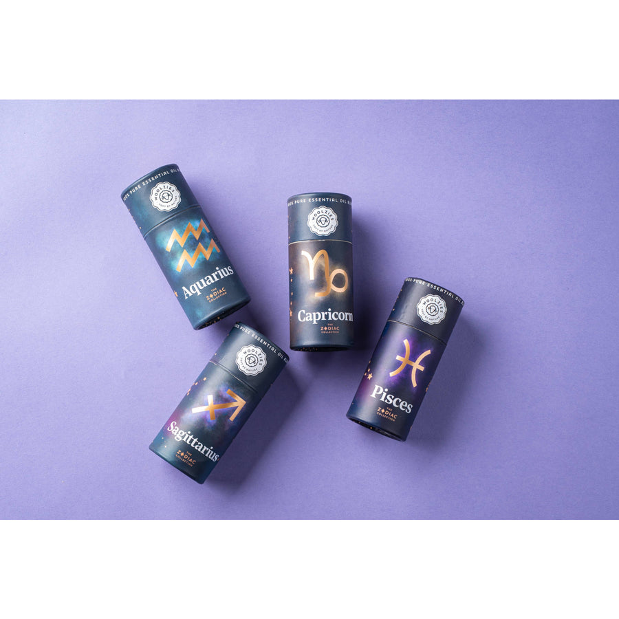 Black cylindrical zodiac incense holders with Sagittarius oil blend bottle LV9969