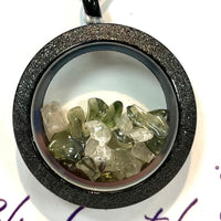 Thumbnail for SALE Moldavite and Phenacite Locket Pendant Necklace showcasing green and clear crystals