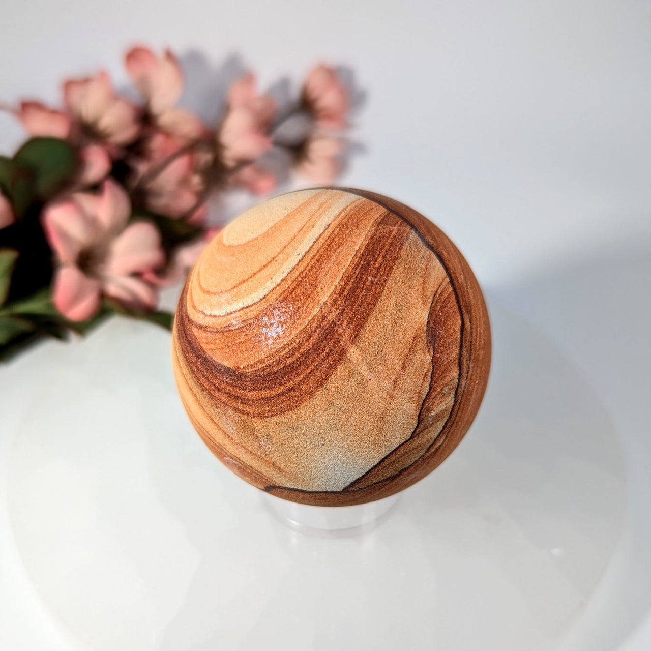 Polished 2.2’’ Sandstone Sphere #BC0205 in Amber and Brown