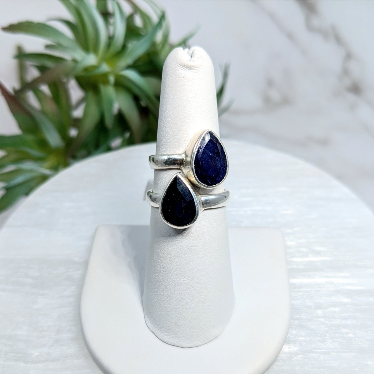 Sapphire S.S. Teardrop Ring #LV5509 - 4.75 - $120