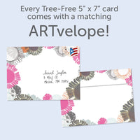 Pink gray white floral artvelope with matching 5x7 Sassy Classy Birthday Card #17846