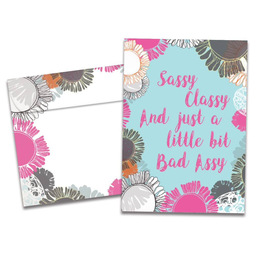 Sassy classy and a bit bad assy turquoise notepad greeting card #17846