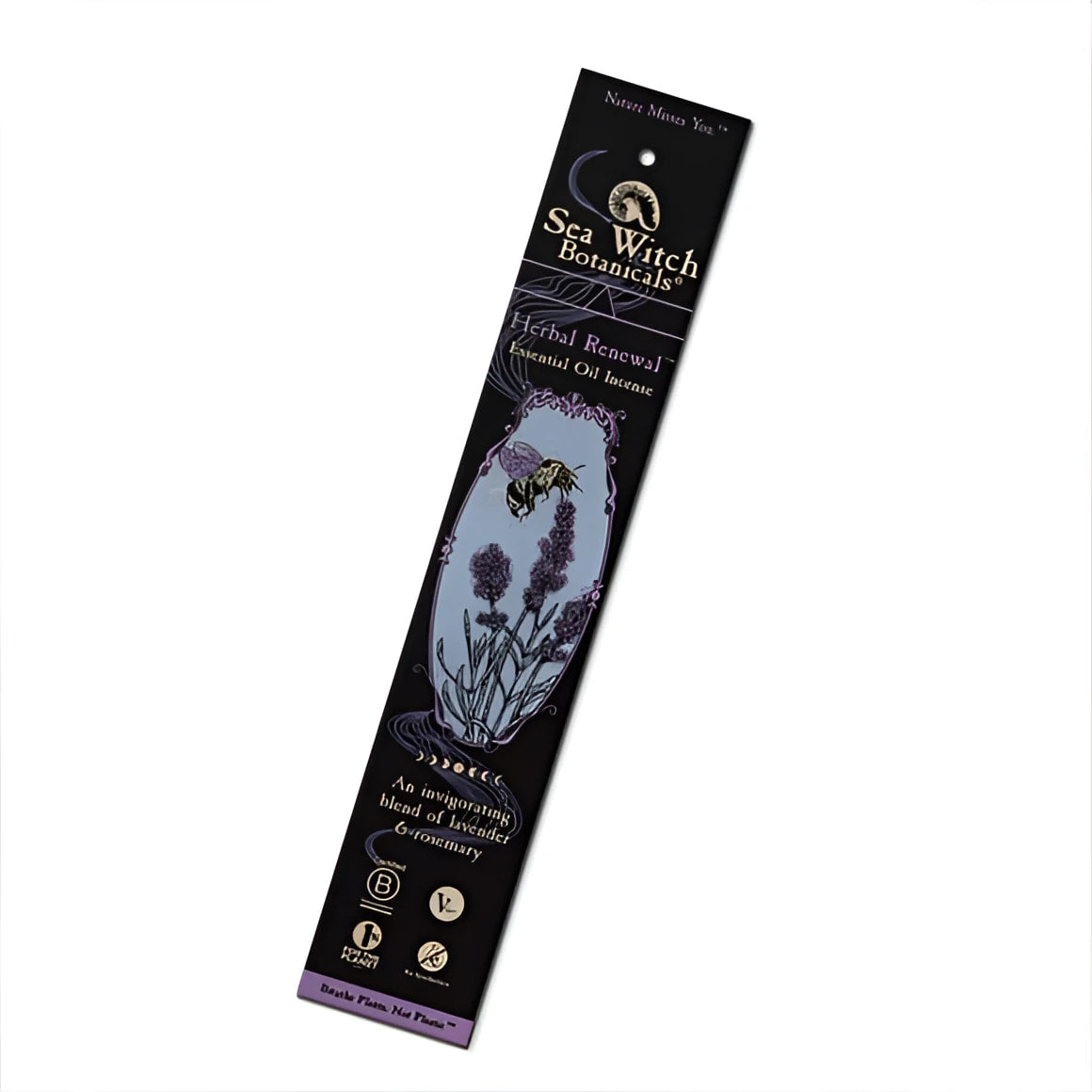Sea Witch Botanicals herbal renewal incense pack with lavender and bee illustration
