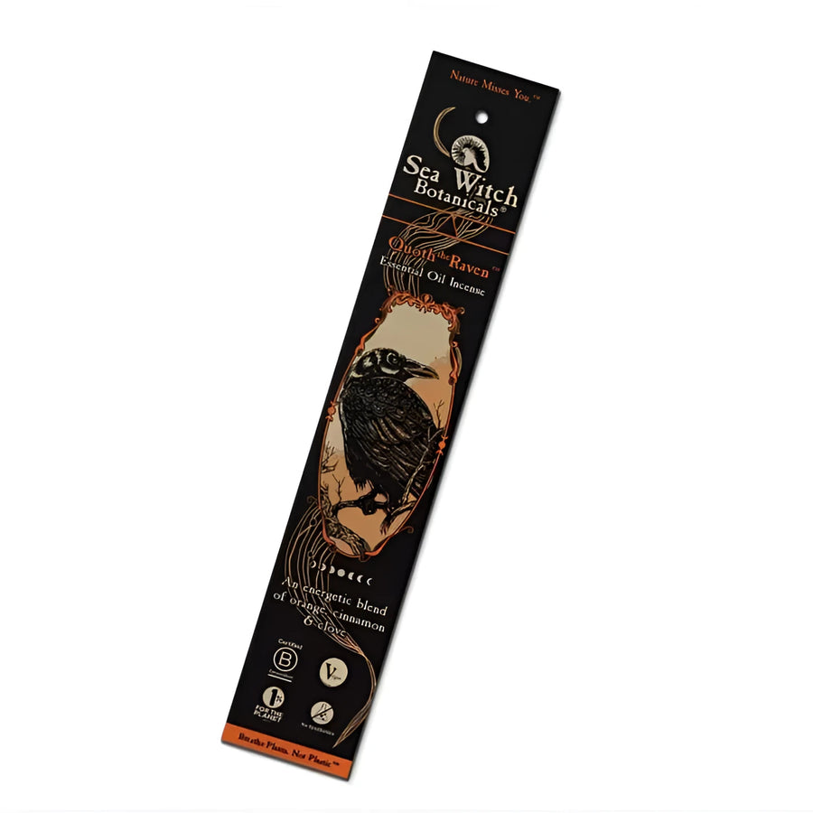 Sea Witch Botanicals Ghost of the Raven incense pack with black raven illustration