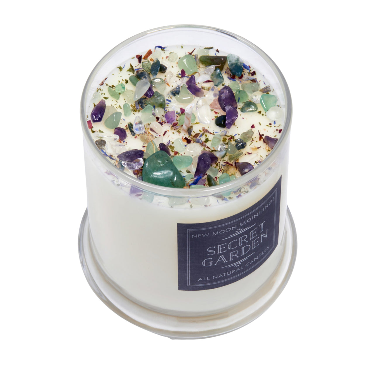 Crystal-topped Ritual Candle in a glass jar from Secret Garden collection