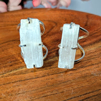 Thumbnail for Two selenite crystal rings displayed on a white background in the Selenite 1.3-inch Adjustable Ring #LV8463
