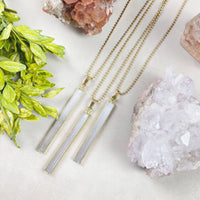 Three gold selenite bar pendants on 18-inch necklace LV9396