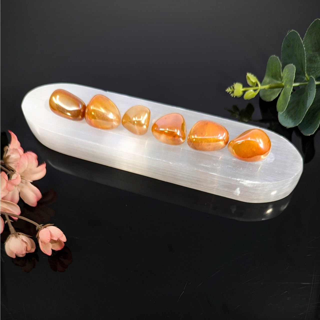 Selenite Charging Tray 8’’ with Notch for Small Stones