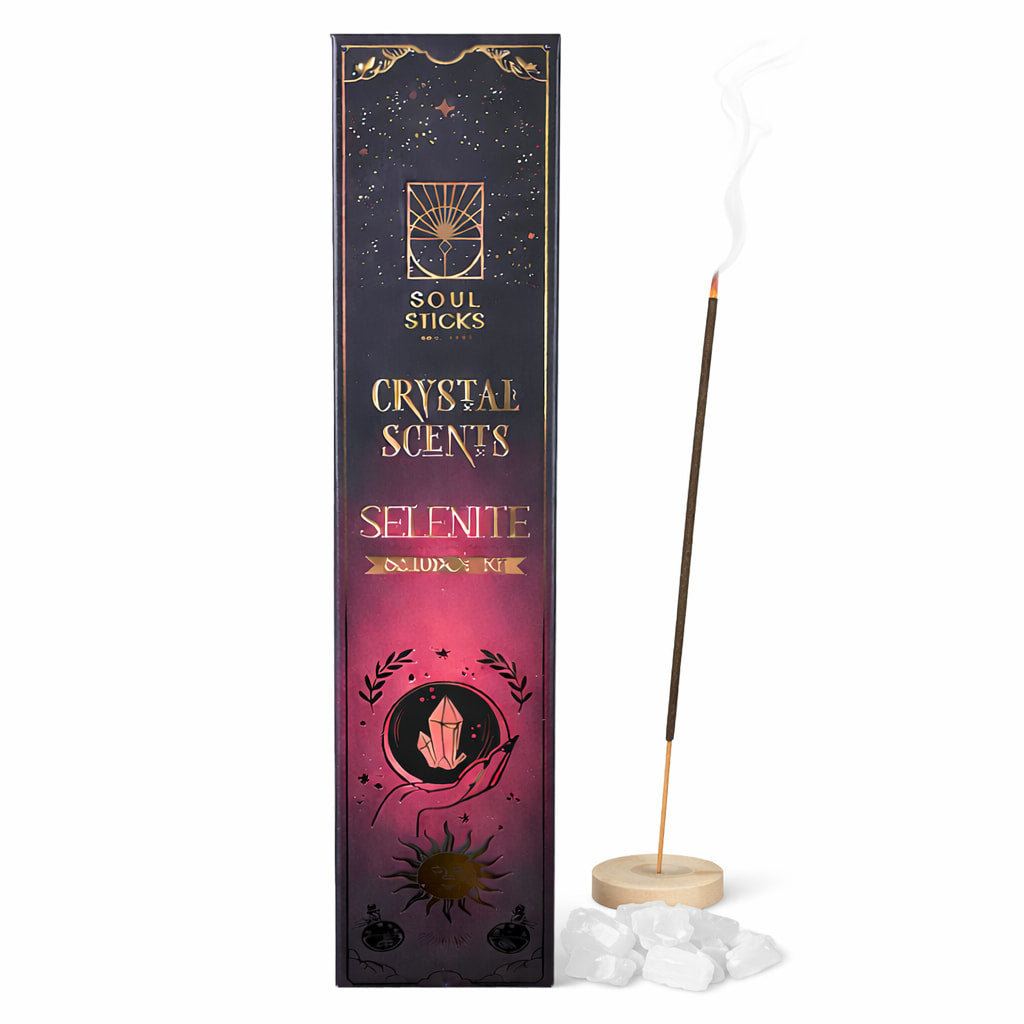 Selenite Crystal Scents Incense Sticks Smudge Kit #BC0543