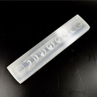 White translucent Selenite Flat Bar with engraved Moon Phases charging plate