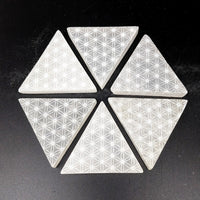 Thumbnail for White and black geometric tile with flower pattern on Selenite Flower of Life 2.2’ Mini Plate