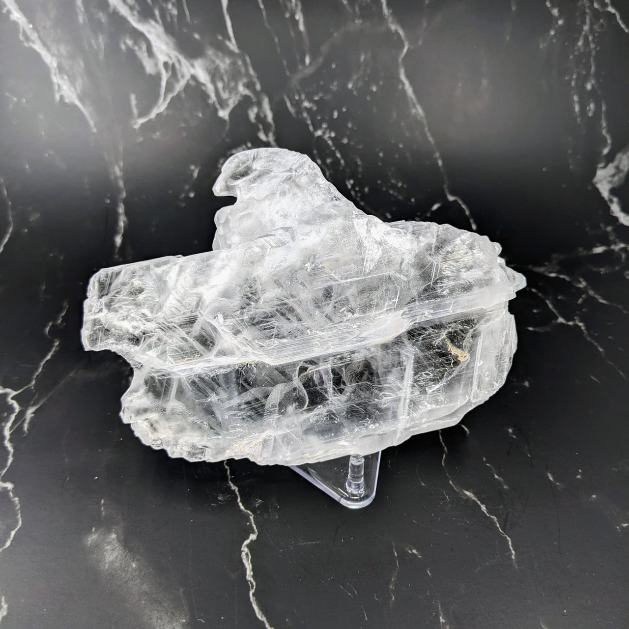 Selenite Ice Slab Specimen for feng shui decor on black marble table #SK8199