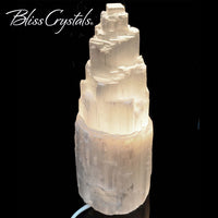 SELENITE Lamp Skyscraper TOWER 10 w Bulb & Cord Rough White 