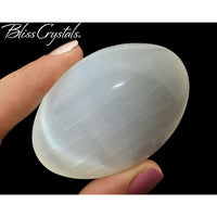 Thumbnail for SELENITE Large Oval Palm Stone Moonglow Polished 2.4 for 