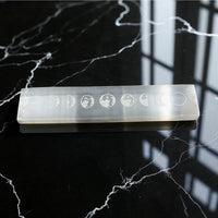 Translucent Selenite Mini Flat Bar with engraved Moon Phase illustrations