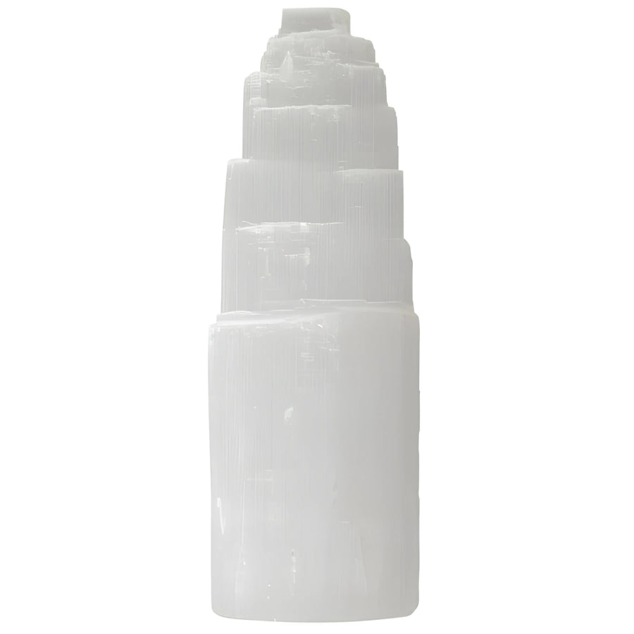 Translucent white selenite rough tower 6 inch large pyramid structure