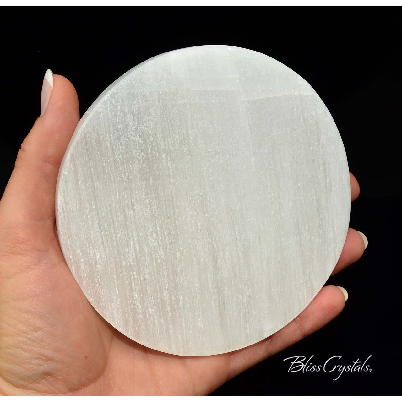 1 Selenite Round Plate Size Medium Polished Altar Stone for 