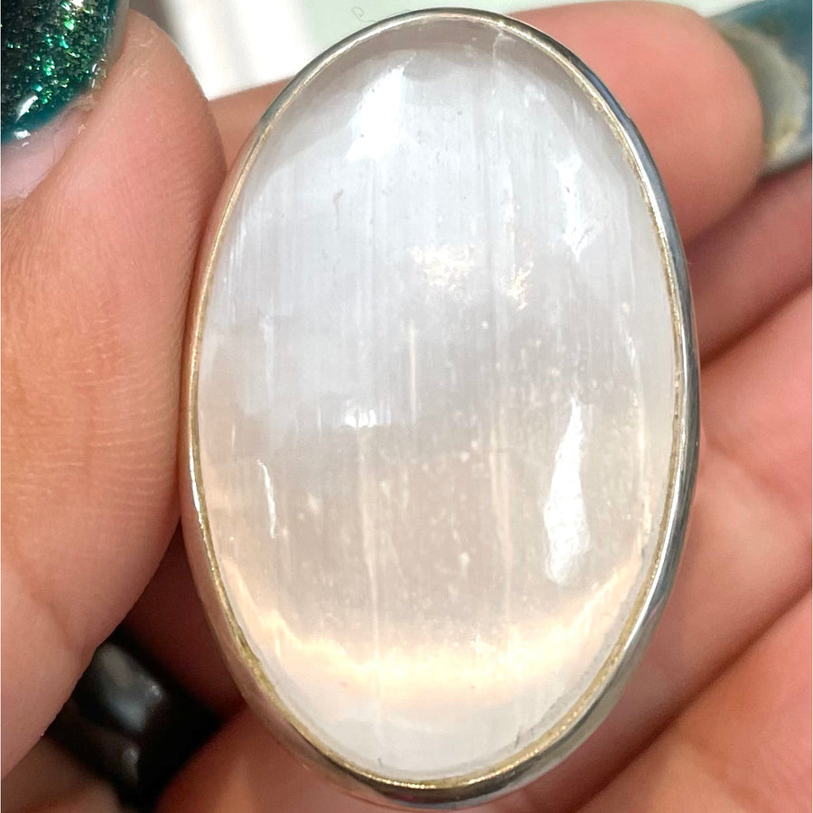 Selenite S.S Ring #J786 - 9.5Adj. - $65