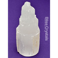 Thumbnail for White quartz point with small quartz piece on SELENITE Skyscraper TOWER 4’ #SQ04