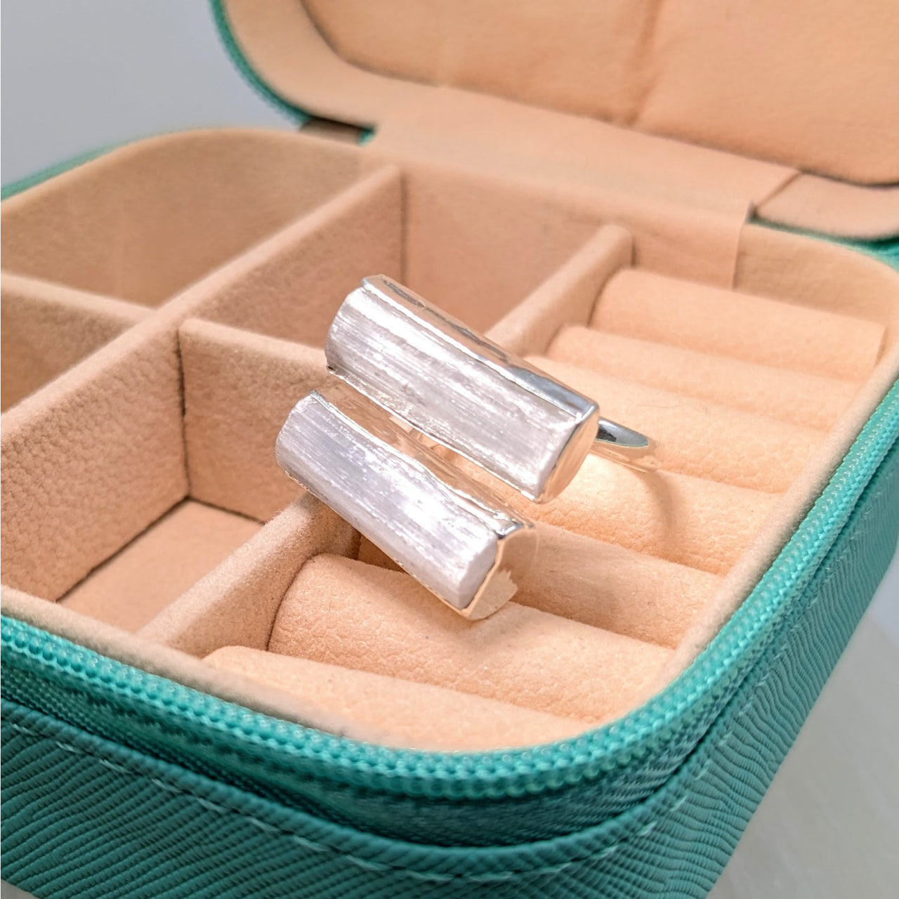 Selenite Sz 5 - Sz 9 Double Bar Ring #LV6513 - $40