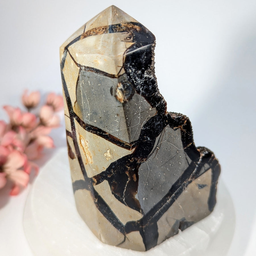 Striking translucent Septarian geode tower, 4.5-5.5 inches, #BC0254