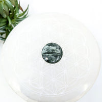 Thumbnail for Dark Seraphinite 9” cabochon with striped patterns, showcasing natural beauty and elegance