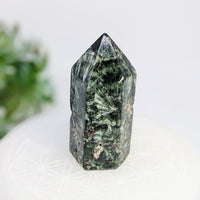 Polished green and black crystal point for Seraphinite 2.5 inch Generator #LV7605