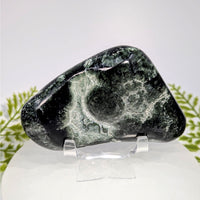 Seraphinite AA 3.25’’ pebble specimen #BC0906 on acrylic stand