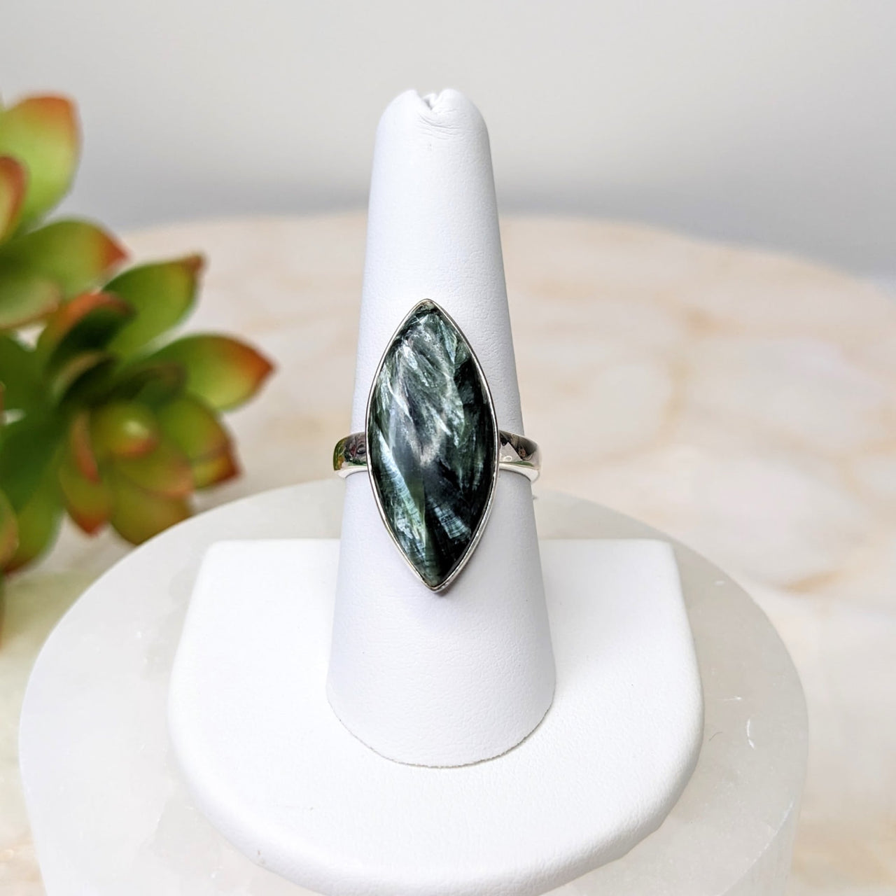 Seraphinite Marquis Ring Sz 8 #LV4842 - $70