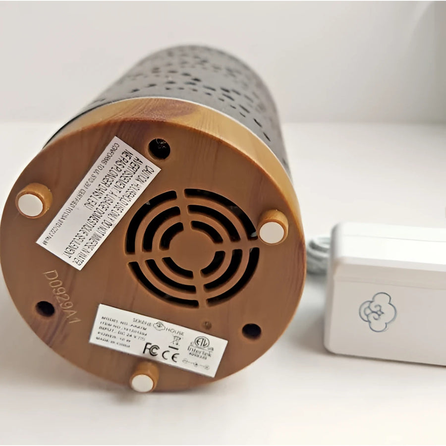 Serene House metallic cylinder ultrasonic oil diffuser with engraved vented base