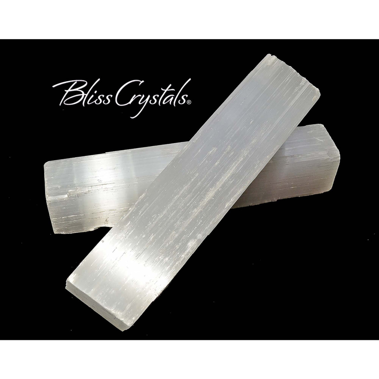 Set of 2 SELENITE Sticks Natural Rough 4 WAND Healing 