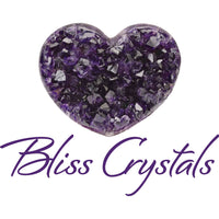 Set of 210 crystal zodiac chakra cards with heart-shaped amethyst cluster featuring deep purple faceted minerals