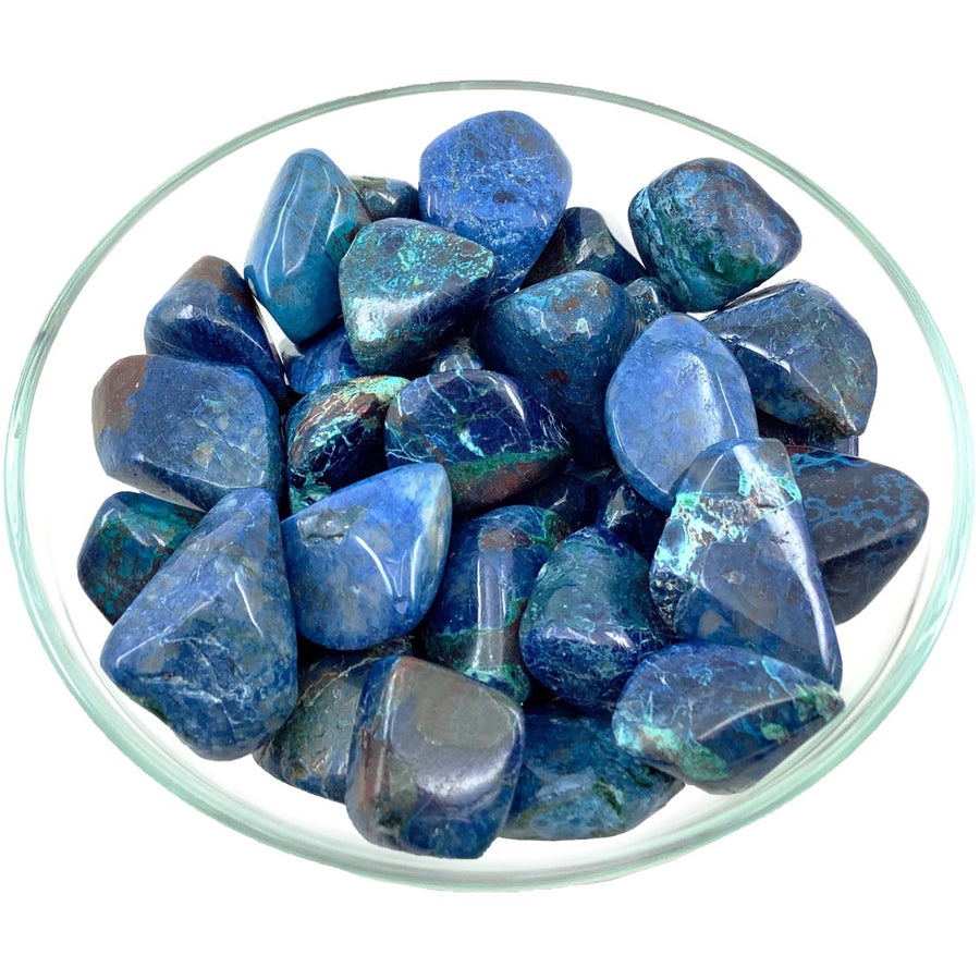 Polished blue Apatite stones in shades for Shattuckite Tumbled Stone #SK6486