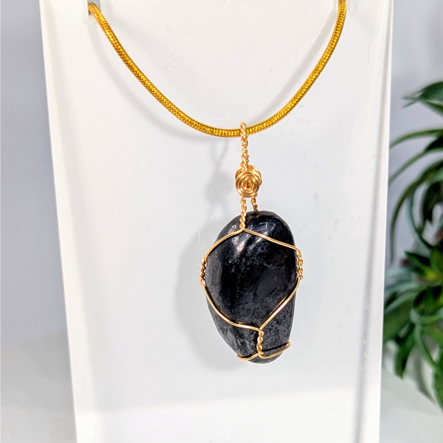 Shungite 1.1’’ Wire Wrap Pendant #LV9951 - $65