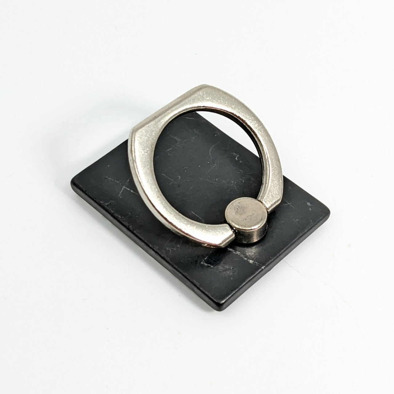 Shungite Cell Phone Ring - Silver Ring on Black Marble Stand #SK9070 1.5’ 13g