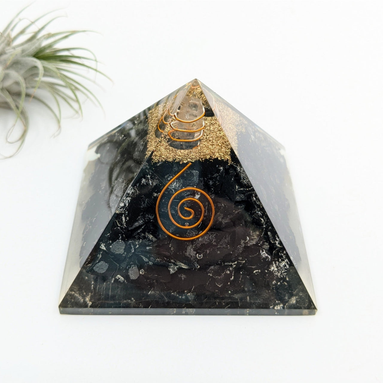 Black orgone pyramid with copper coils from Shungite 2.75 inch Orgone Pyramid LV7308