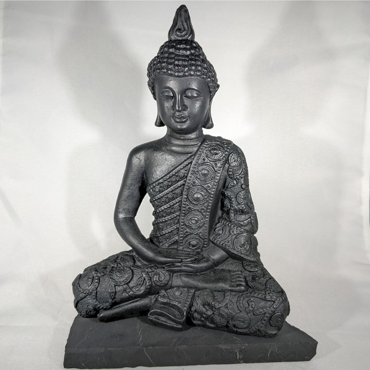 Seated Black Buddha Statue in Shungite Buddha 9.75 inches #C083 for meditation and spiritual growth