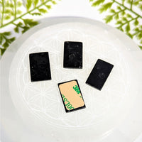 Black rectangular Shungite mini adhesive tile #BC0930 back with 3m backing