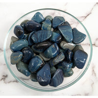 Thumbnail for Sieber Agate .80 - 1’ Tumbled Stone #LV1631: Blue and green marble bowl display