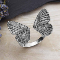 Silver Adjustable Dimensional Butterfly Wings Ring LV9567