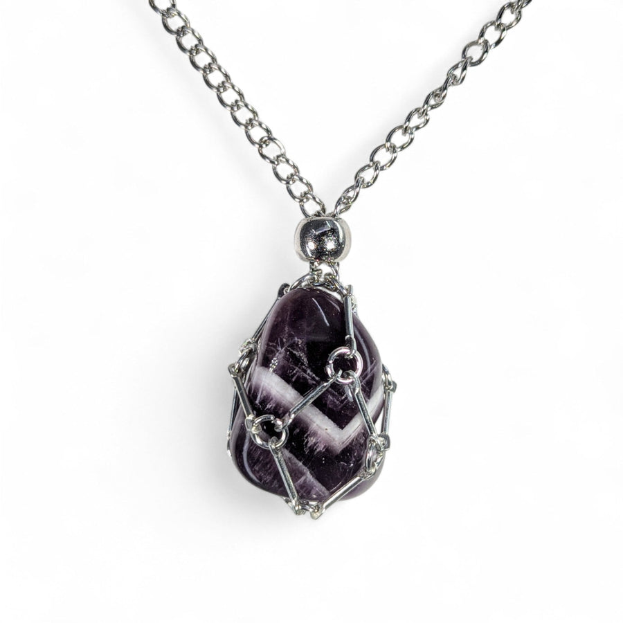 Silver Crystal Holder Necklace 23’’ - 24’’ (One stone