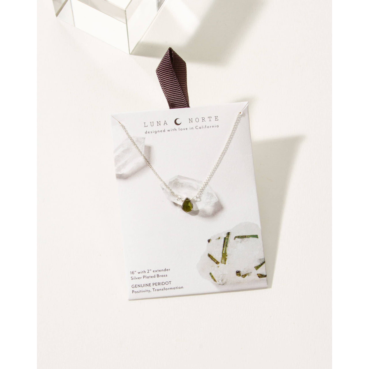 Silver Delicate Gemstone Necklace- Peridot #LV9112 - $39