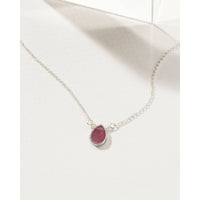 Silver Delicate Gemstone Necklace Ruby #LV9113 $39