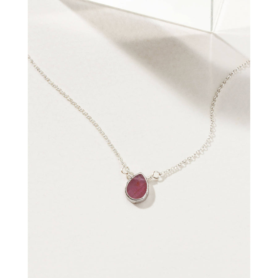 Silver Delicate Gemstone Necklace Ruby #LV9113 $39