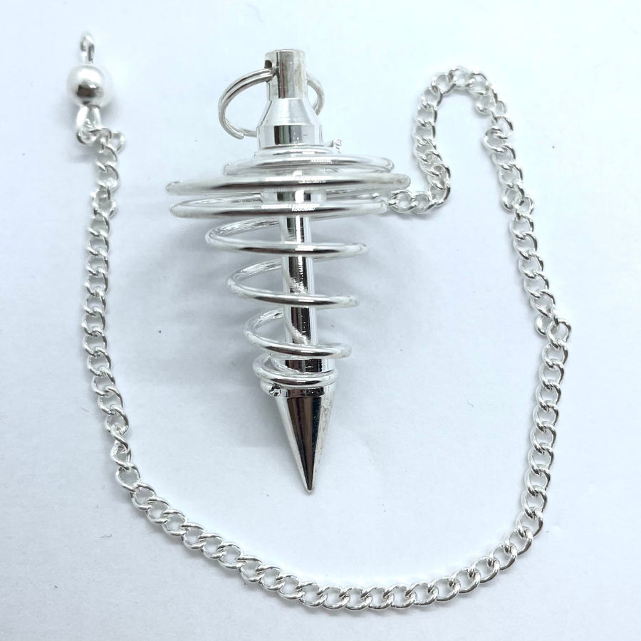 Silver spiral chain pendulum with chain for spiritual and decorative use