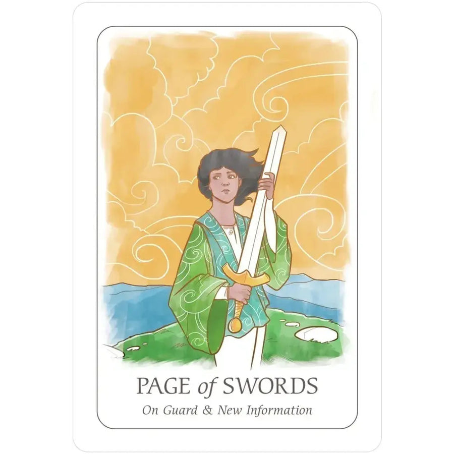 Woman in a green kimono with sword from Simplicity Tarot Deck for Beginners #Q374