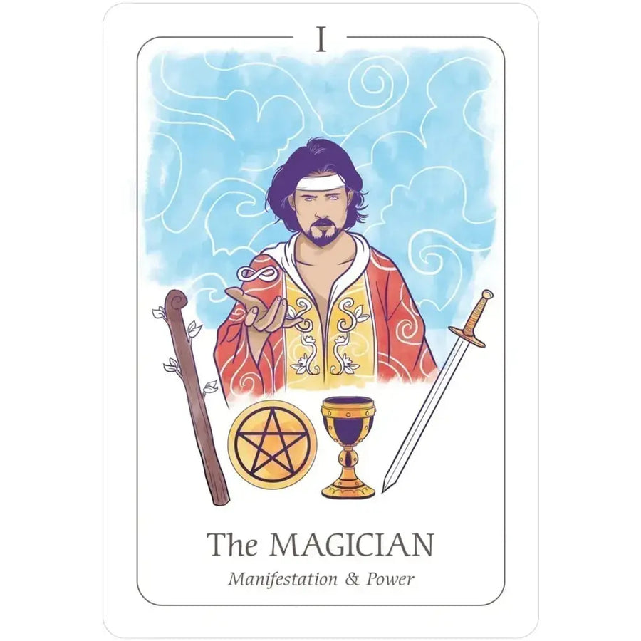 Drawing of a man holding a sword and cup from the Simplicity Tarot Deck for Beginners #Q374