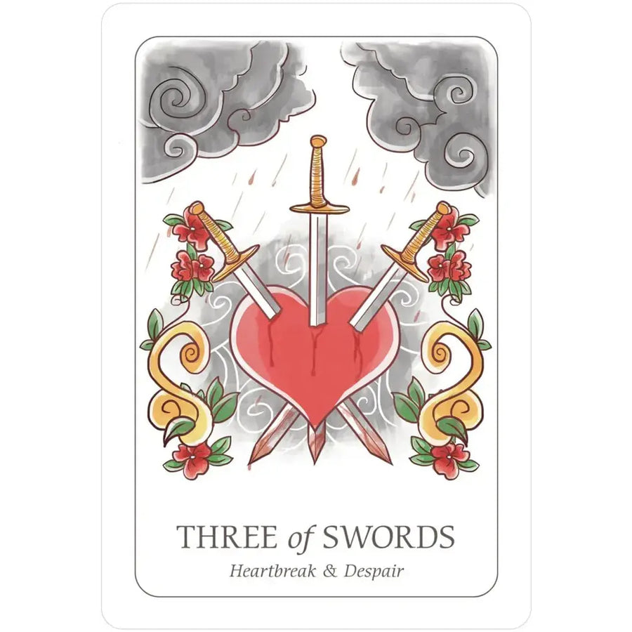Simplicity Tarot Deck for Beginners #Q374 - Heart and Two Swords Card
